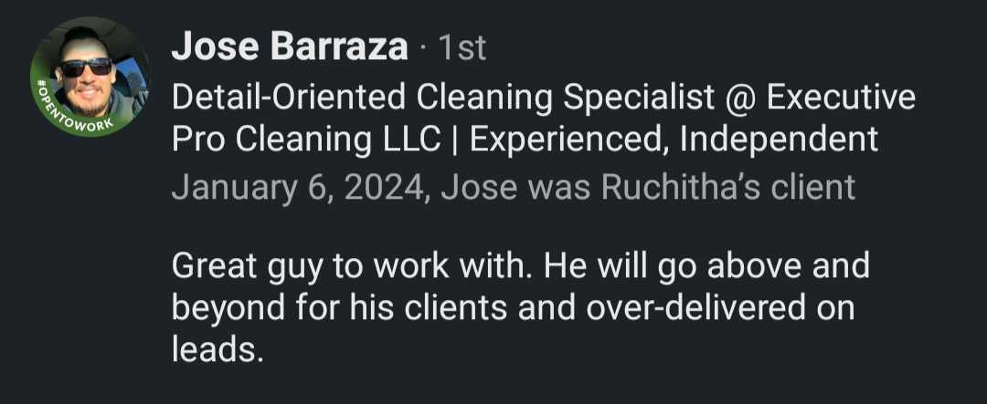 Written client recommendation — Jose Barraza